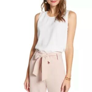 Halogen Scoop Neck Woven Shell Ivory Cloud Size XS $39